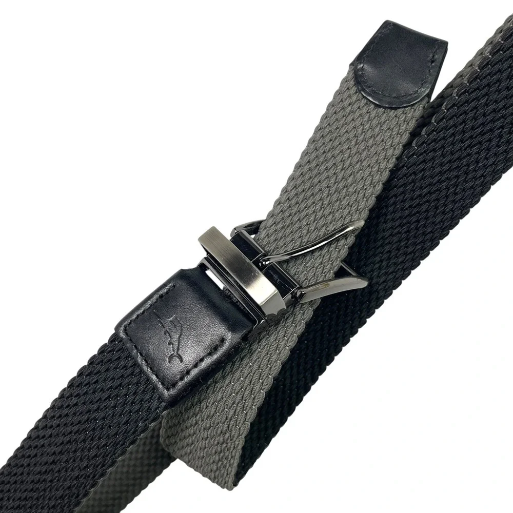 Tommy Bahama Men's Belt Two-Tone‎ Stretch Webbed Woven Belt Grey/Black L/XL EUC